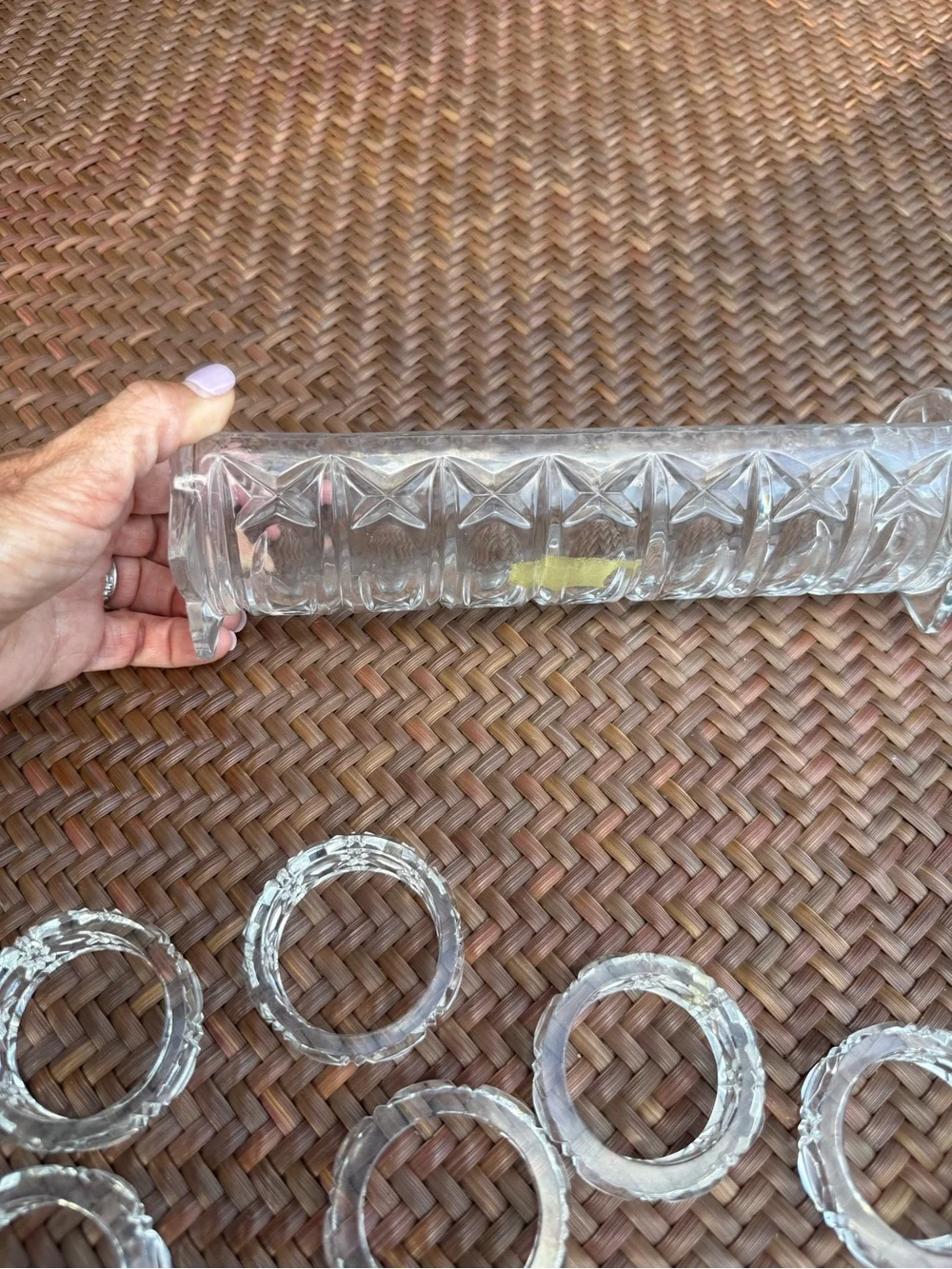 Vintage Cut Crystal Napkin Rings Set‎ of 12 with Matching Holder Stunning